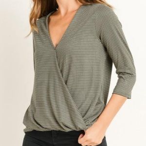 Green Striped Tuck Top